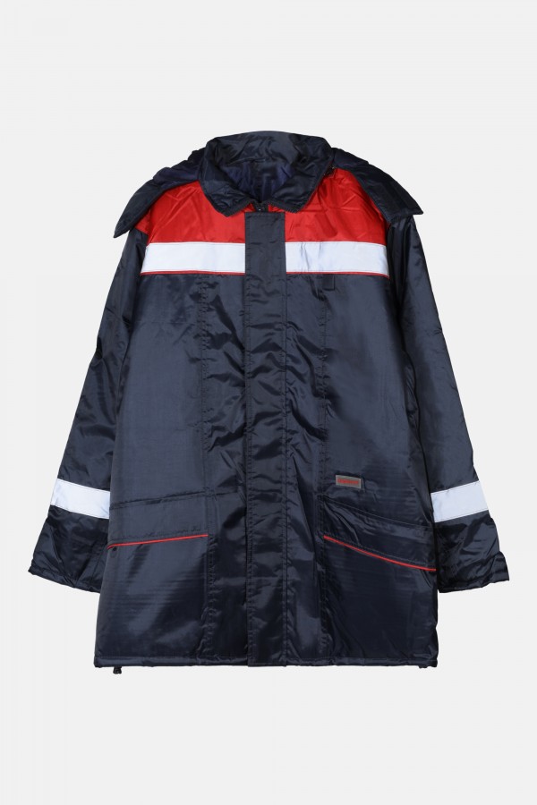 Navy Blue Cold Room Jacket with Hood
